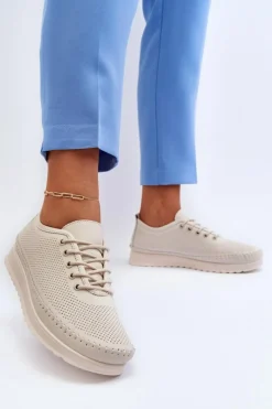 Sale Skórzane Sportowe Buty Trampki Damskie Beżowe Lalnai Damskie Sneakersy Damskie