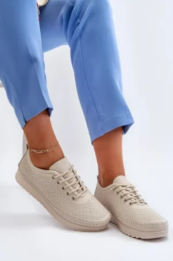 Sale Skórzane Sportowe Buty Trampki Damskie Beżowe Lalnai Damskie Sneakersy Damskie