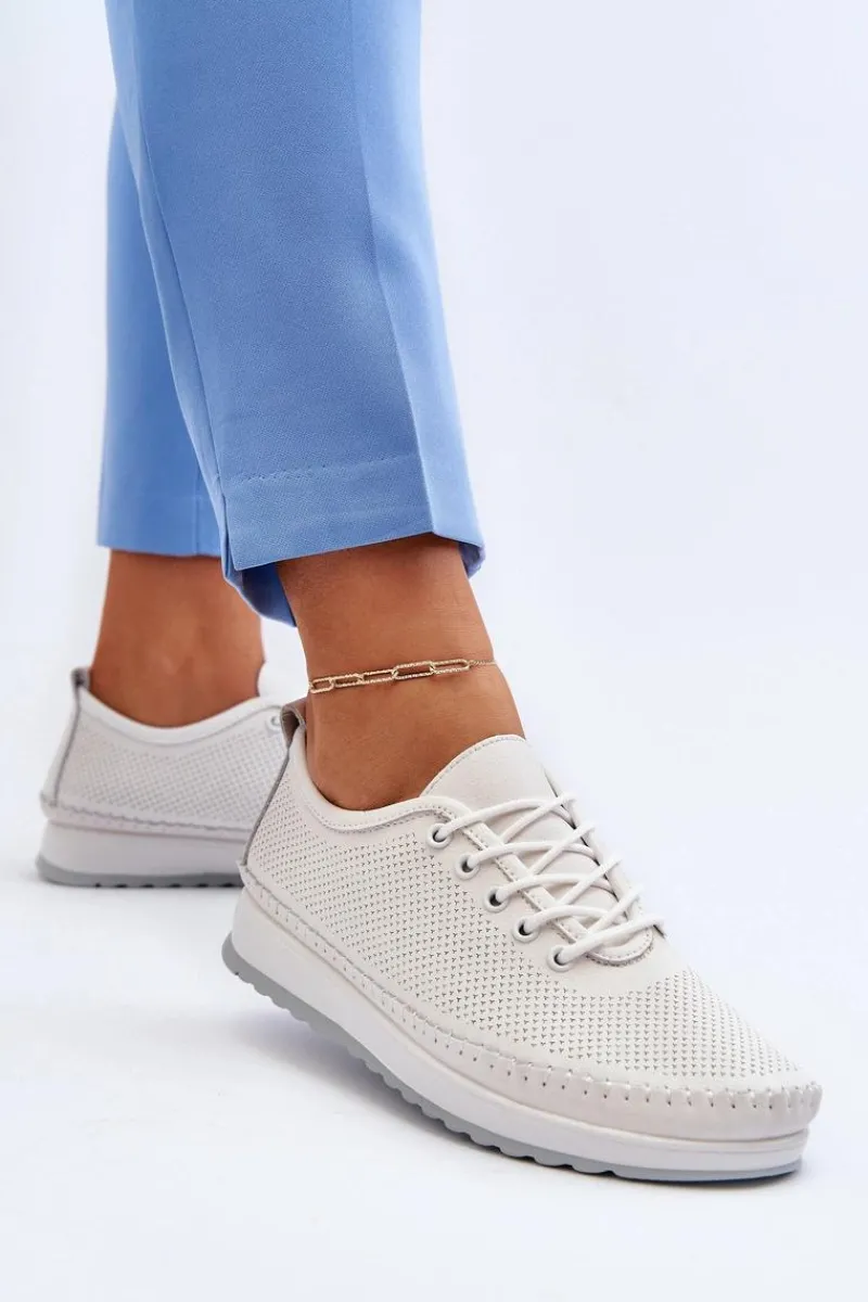 Sneakersy Damskie>Buty damskie Vinceza Skórzane Sportowe Buty Trampki Damskie Białe Lalnai Biały