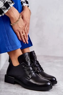 Botki Sznurowane|Czarne Botki>Buty damskie Vinceza Skórzane Sznurowane Botki Z Wycięciami Czarne Fabiana