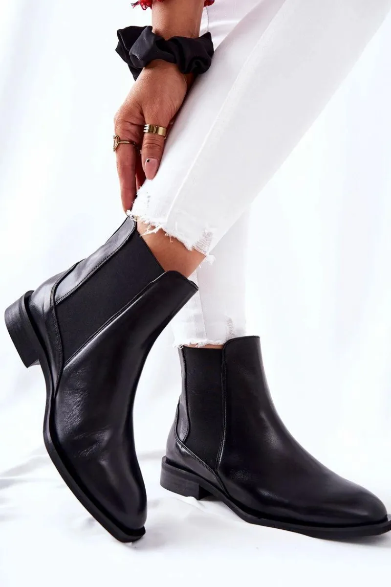 Hot Laura Messi Skórzane Sztyblety Czarne 2353