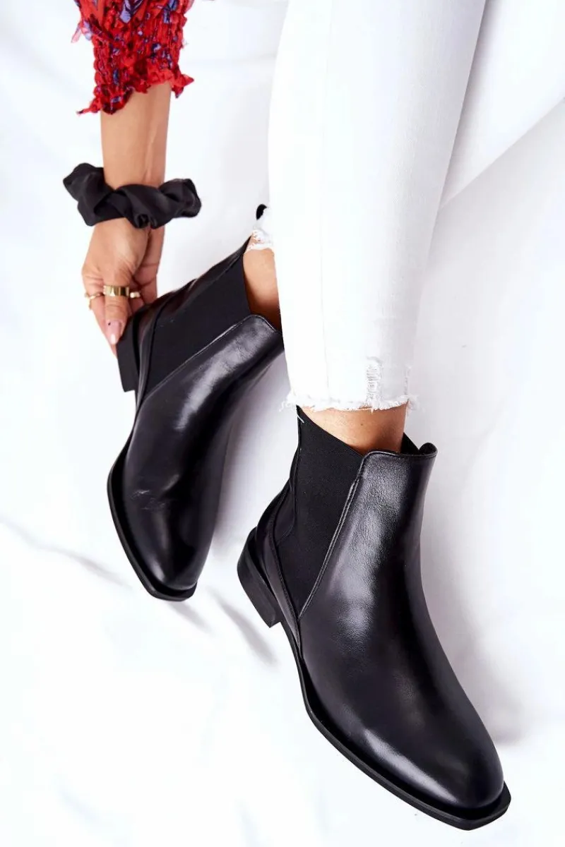 Hot Laura Messi Skórzane Sztyblety Czarne 2353