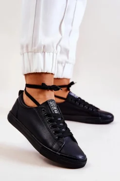 Best Skórzane Tenisówki Big Star JJ274312 Czarne Damskie Trampki Damskie Big Star|Trampki Damskie Niskie