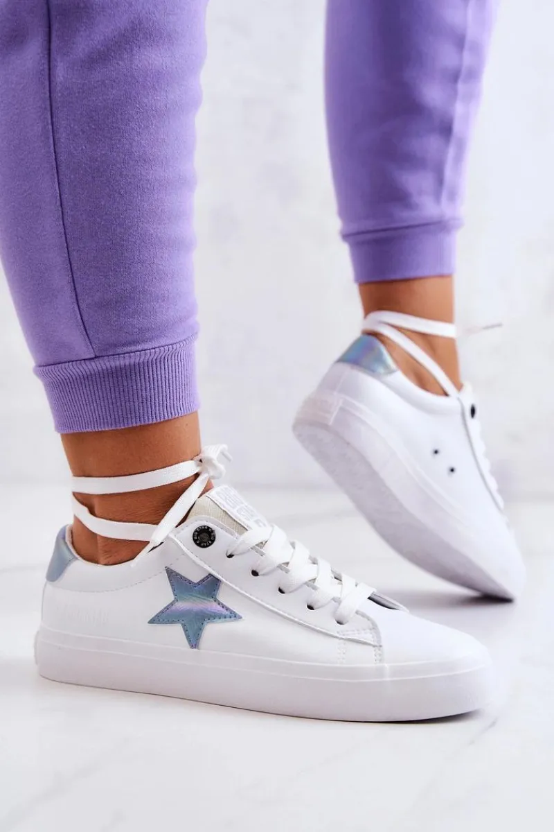 Clearance Big Star Shoes Skórzane Tenisówki Gwiazda Big Star JJ274240 Białe