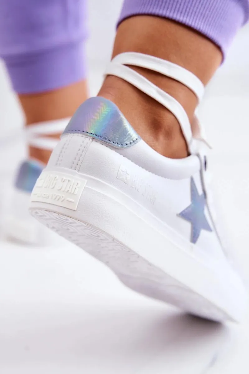 Clearance Big Star Shoes Skórzane Tenisówki Gwiazda Big Star JJ274240 Białe