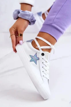 Clearance Big Star Shoes Skórzane Tenisówki Gwiazda Big Star JJ274240 Białe