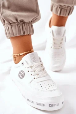 Online Big Star Shoes Skórzane Tenisówki Na Platformie BIG STAR II274075 Białe