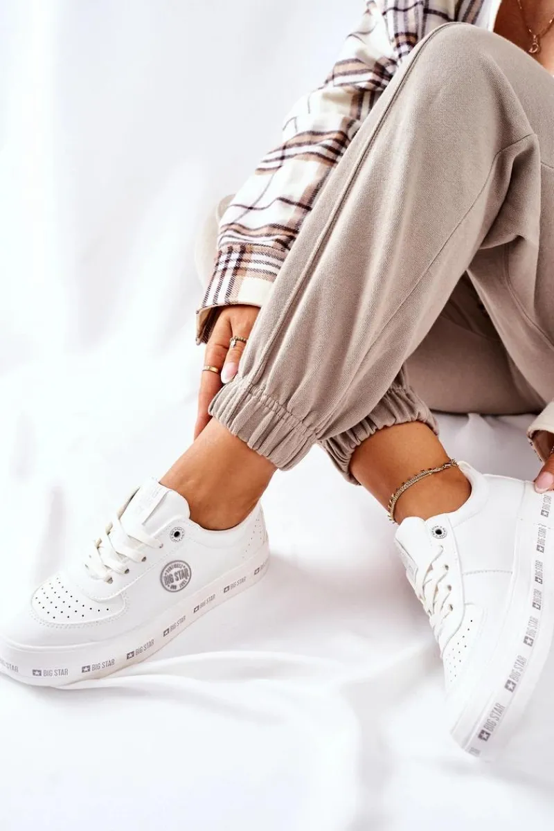 Online Big Star Shoes Skórzane Tenisówki Na Platformie BIG STAR II274075 Białe
