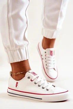 Best Skórzane Trampki BIG STAR JJ274130 Białe Damskie Trampki Damskie Big Star|Trampki Damskie Niskie