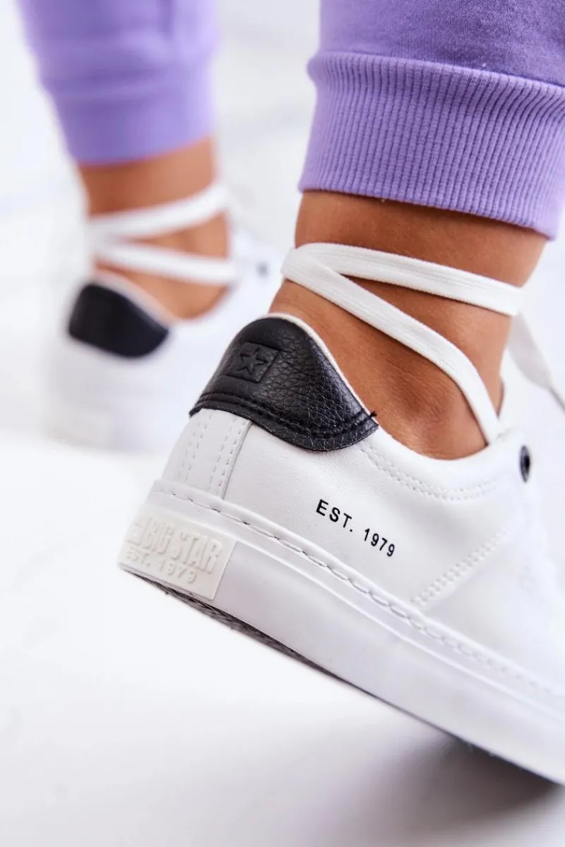 New Skórzane Trampki Big Star JJ274211 Białe Damskie Trampki Damskie Big Star|Trampki Damskie Niskie