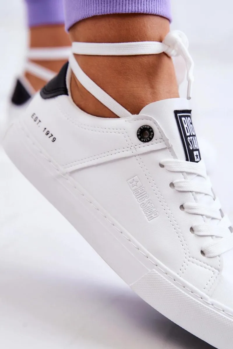 New Skórzane Trampki Big Star JJ274211 Białe Damskie Trampki Damskie Big Star|Trampki Damskie Niskie
