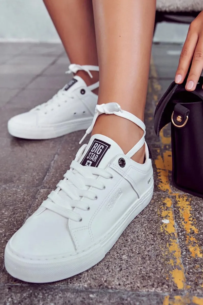 New Skórzane Trampki Big Star JJ274211 Białe Damskie Trampki Damskie Big Star|Trampki Damskie Niskie