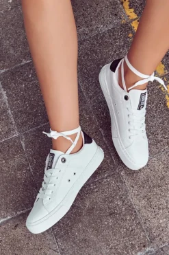 New Skórzane Trampki Big Star JJ274211 Białe Damskie Trampki Damskie Big Star|Trampki Damskie Niskie