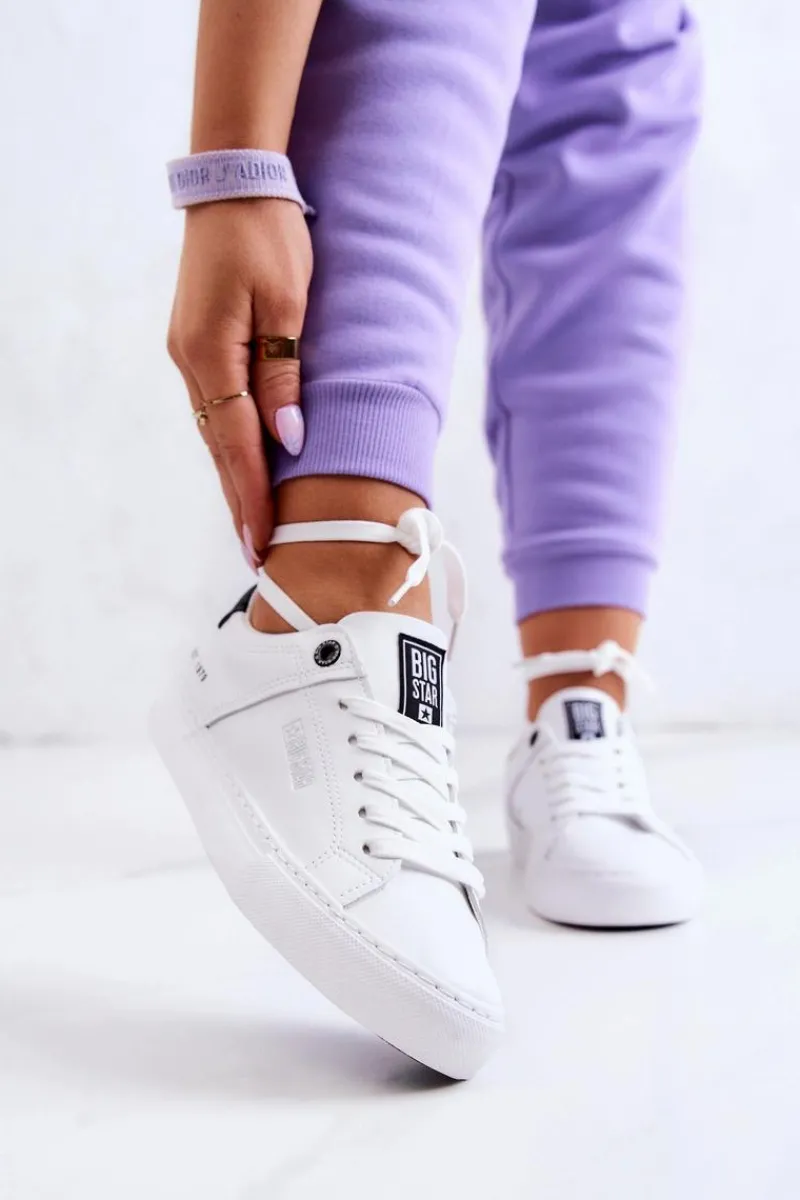 New Skórzane Trampki Big Star JJ274211 Białe Damskie Trampki Damskie Big Star|Trampki Damskie Niskie