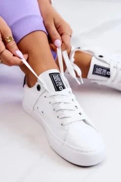 New Skórzane Trampki Big Star JJ274211 Białe Damskie Trampki Damskie Big Star|Trampki Damskie Niskie