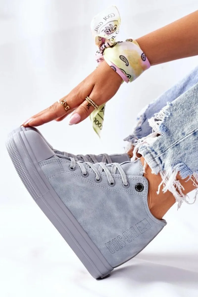 Skórzane Trampki Na Koturnie Big Star II274094 Niebieskie Damskie Trampki Damskie Big Star|Big Star