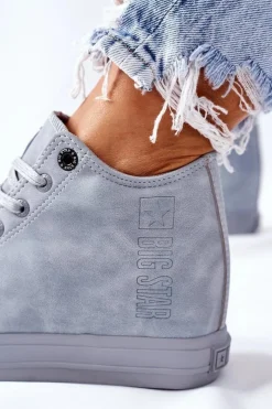 Skórzane Trampki Na Koturnie Big Star II274094 Niebieskie Damskie Trampki Damskie Big Star|Big Star