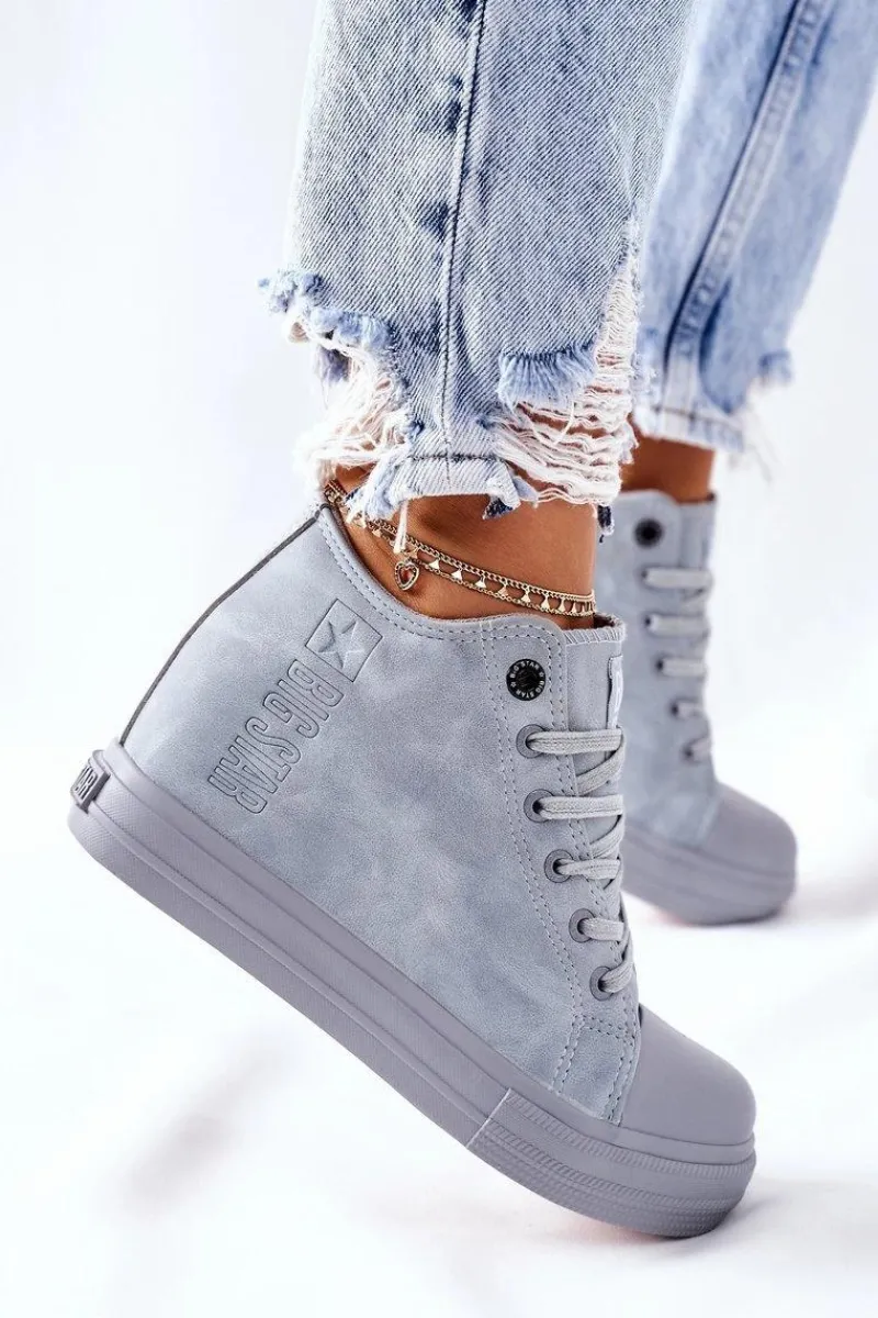 Skórzane Trampki Na Koturnie Big Star II274094 Niebieskie Damskie Trampki Damskie Big Star|Big Star