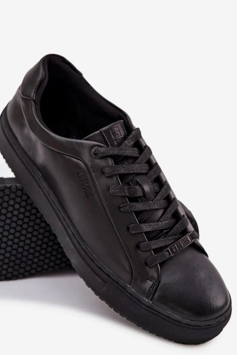 New Skórzane Trampki Sneakersy Męskie Big Star SS174121 Czarne Męskie Trampki Męskie Big Star|Obuwie Sportowe Męskie