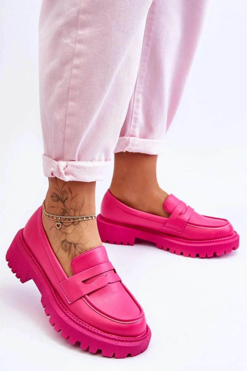 Sale Boto Skórzane Wsuwane Mokasyny Na Platformie Różowe Riverside