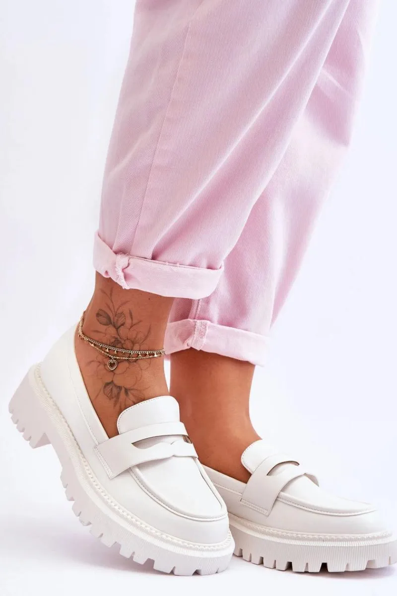 Mokasyny Damskie Skórzane|Mokasyny Na Platformie>Boto Skórzane Wsuwane Mokasyny Na Platformie Białe Riverside