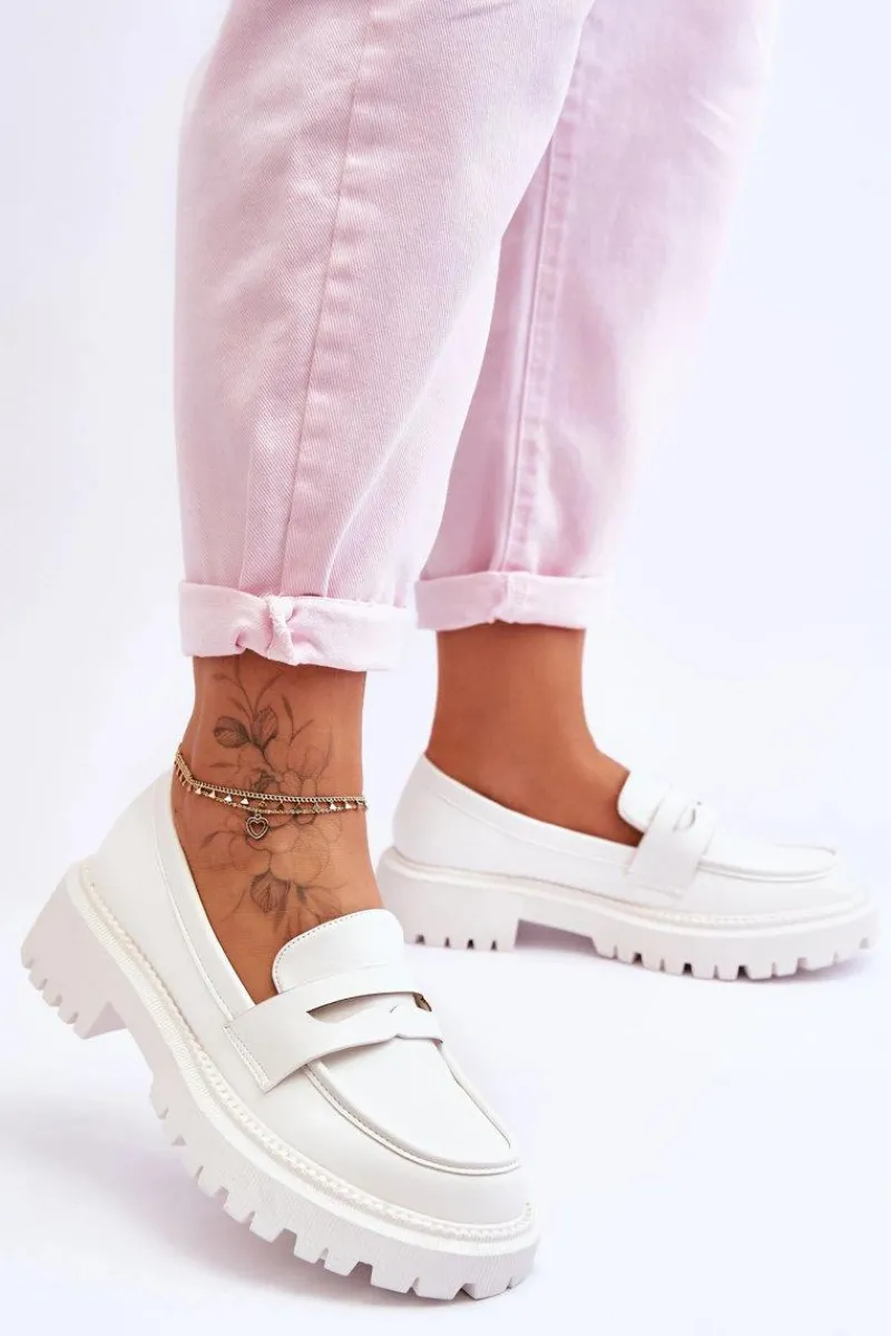 Mokasyny Damskie Skórzane|Mokasyny Na Platformie>Boto Skórzane Wsuwane Mokasyny Na Platformie Białe Riverside