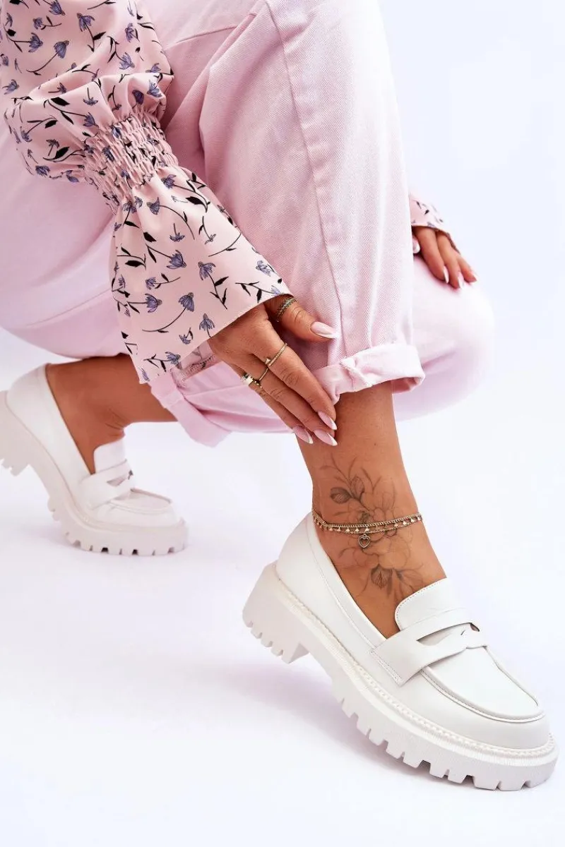 Mokasyny Damskie Skórzane|Mokasyny Na Platformie>Boto Skórzane Wsuwane Mokasyny Na Platformie Białe Riverside