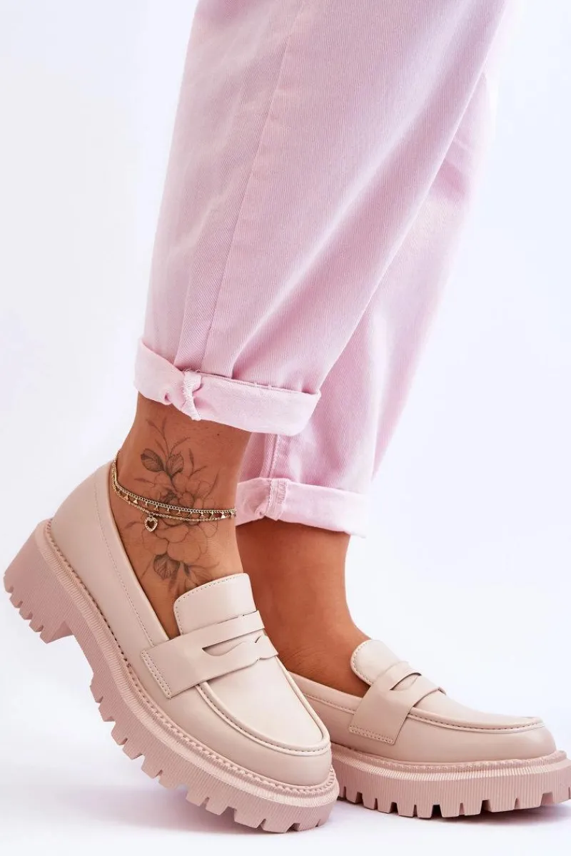 Mokasyny Damskie Skórzane|Mokasyny Na Platformie>Boto Skórzane Wsuwane Mokasyny Na Platformie Beżowe Riverside