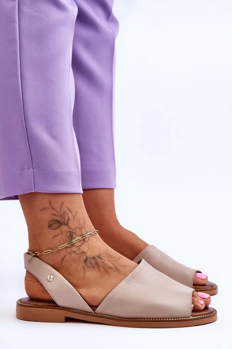 Clearance Zazoo Skórzane Wsuwane Sandały Beżowe Alivia