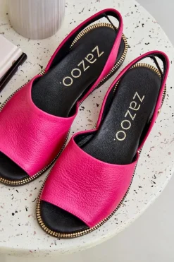Discount Zazoo Skórzane Wsuwane Sandały 40327 Fuksja Różowy