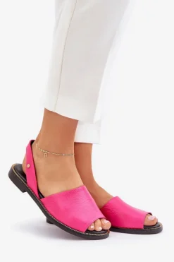 Discount Zazoo Skórzane Wsuwane Sandały 40327 Fuksja Różowy
