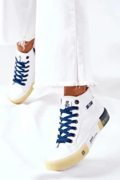 Big Star Shoes Skórzane Wysokie Trampki Big Star II274137 Białe