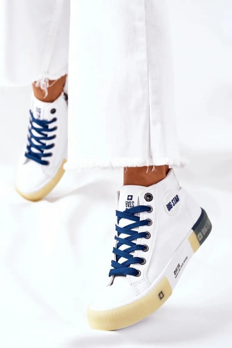 Big Star Shoes Skórzane Wysokie Trampki Big Star II274137 Białe