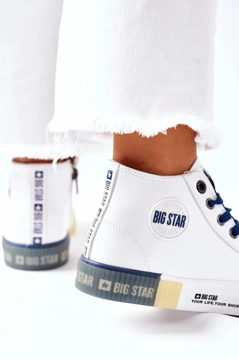Big Star Shoes Skórzane Wysokie Trampki Big Star II274137 Białe