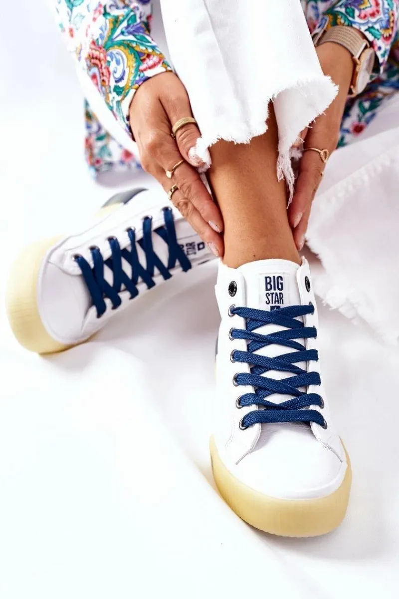 Big Star Shoes Skórzane Wysokie Trampki Big Star II274137 Białe