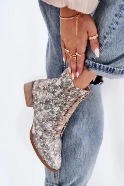 Botki Maciejka|Botki Skórzane>Maciejka Skórzane Wzorzyste Botki Na Płaskim Obcasie 06391-25 Beżowe Beżowy