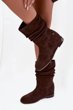 Botki Ocieplane|Botki Maciejka></noscript>Maciejka Skórzane Zamszowe Botki Damskie Z Marszczeniem Ocieplane K7211-02 Czekoladowe Brązowy