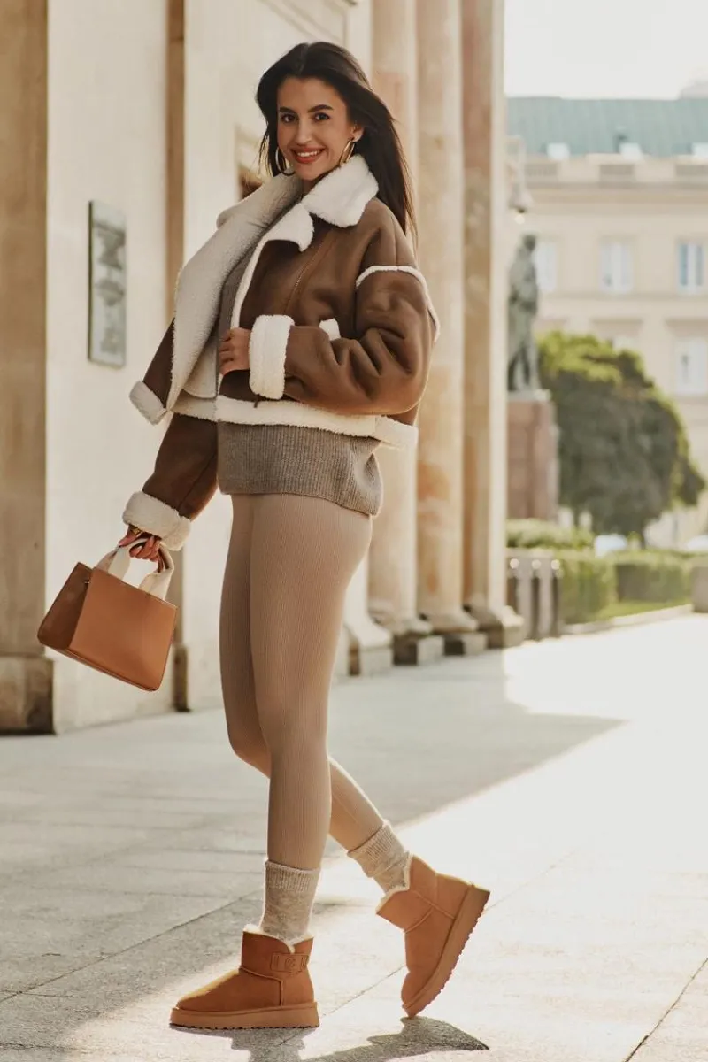 Skórzane Zamszowe Śniegowce Z Futerkiem Vinceza 97951 Camel Damskie Śniegowce Damskie