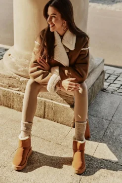 Skórzane Zamszowe Śniegowce Z Futerkiem Vinceza 97951 Camel Damskie Śniegowce Damskie