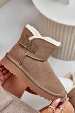 Clearance Buty damskie Vinceza Skórzane Zamszowe Śniegowce Z Futerkiem Vinceza 97951 Beżowe