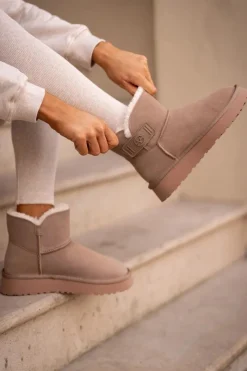 Clearance Buty damskie Vinceza Skórzane Zamszowe Śniegowce Z Futerkiem Vinceza 97951 Beżowe