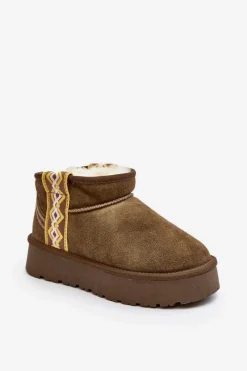 Śniegowce Damskie>Boto Skórzane Zamszowe Śniegowce Damskie Zielone Vebissat Zielony