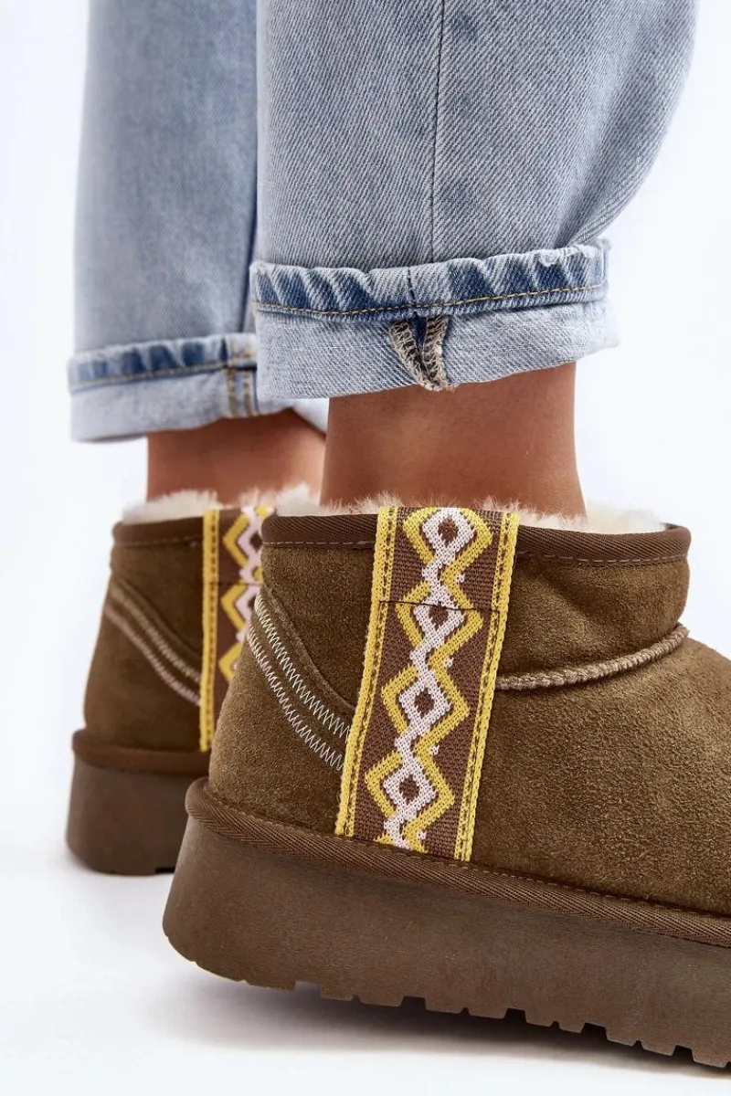 Śniegowce Damskie>Boto Skórzane Zamszowe Śniegowce Damskie Zielone Vebissat Zielony