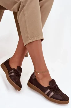 New Skórzane Zamszowe Półbuty Damskie Typu Barefoot N1341 Czekoladowe Damskie Półbuty Skórzane|Barefoot