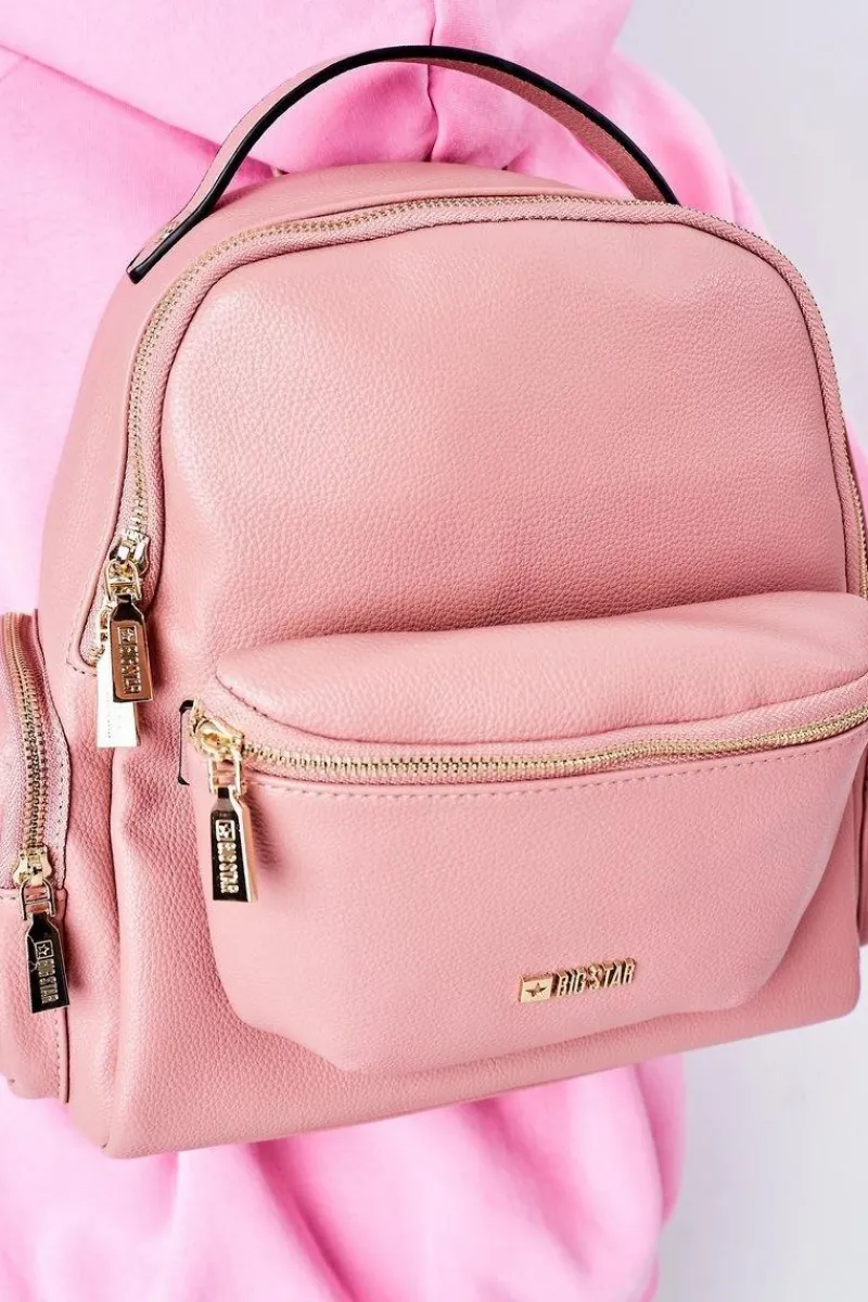 Hot Skórzany Plecak / Nerka 2w1 Big Star HH574059 Różowy Nerki|Plecaki