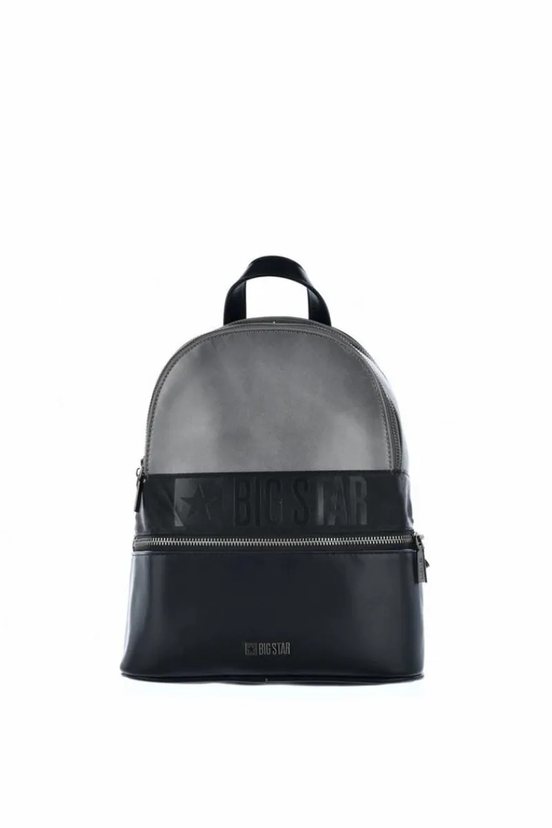Sale Skórzany Plecak Big Star JJ574024 Czarno-Srebrny Plecaki