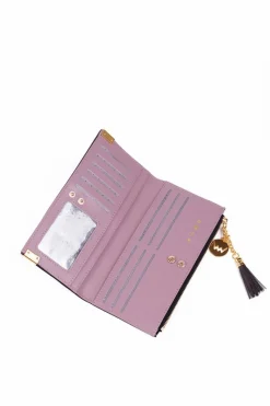 Best Boto Skórzany Portfel Z Frędzelkiem Czarno-Brązowy Madis