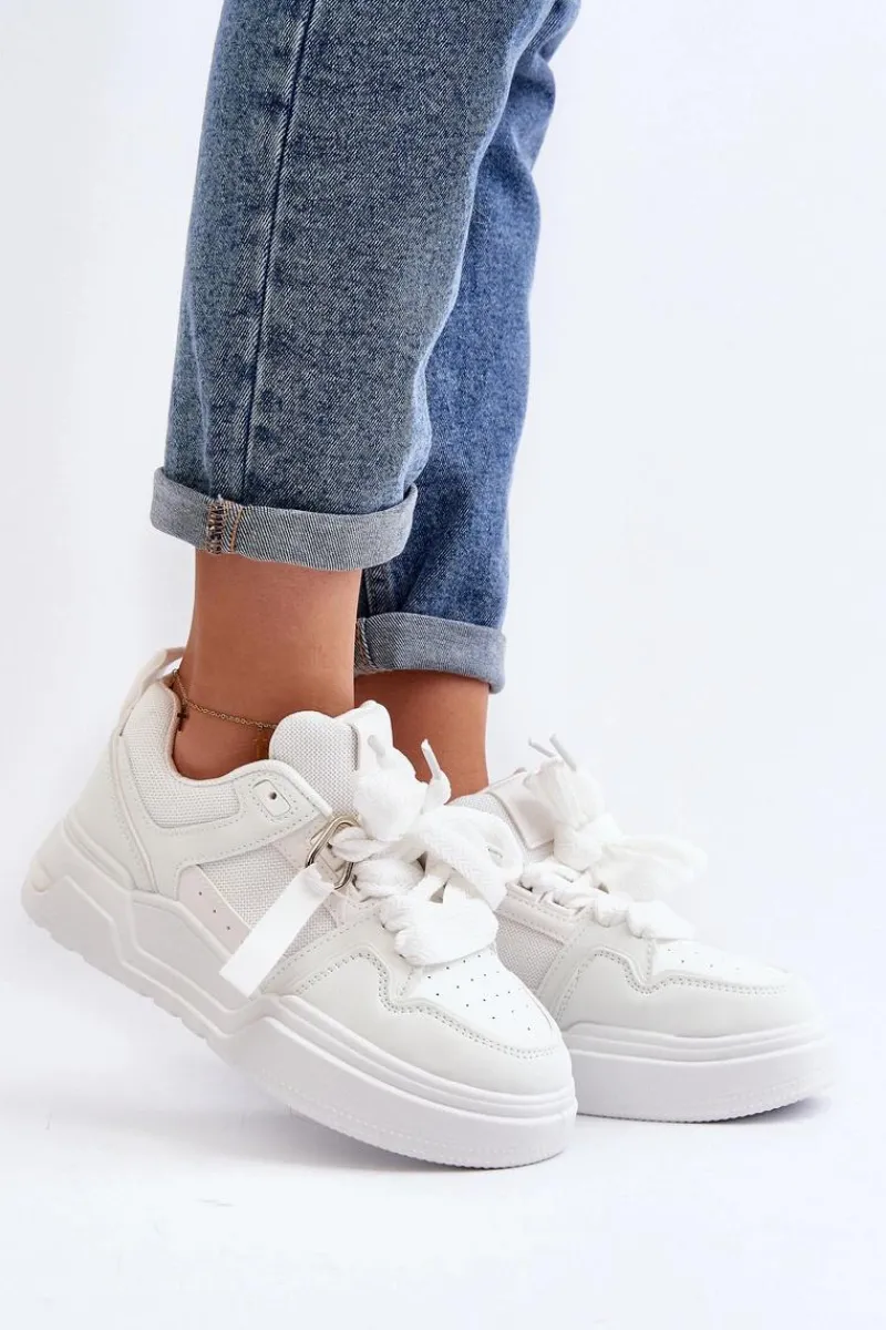 Sale Sneakersy Buty Sportowe Damskie Białe Neatisa Damskie Buty Sportowe Na Platformie|Sneakersy Damskie