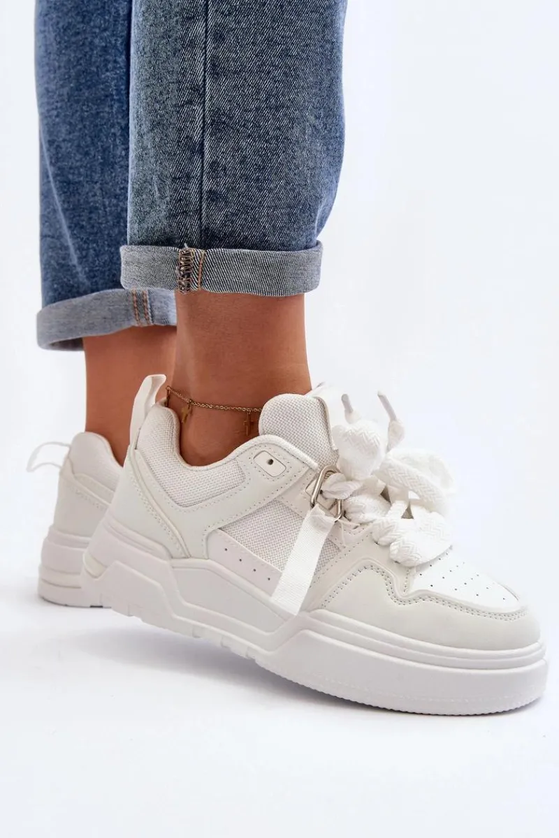 Sale Sneakersy Buty Sportowe Damskie Białe Neatisa Damskie Buty Sportowe Na Platformie|Sneakersy Damskie