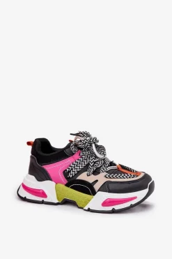 Outlet Boto Sneakersy Buty Sportowe Damskie Z Podwójnym Sznurowaniem Czarne Efobell